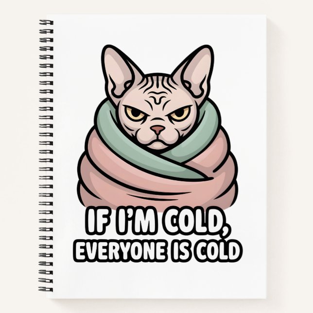Cuaderno Grumpy Sphynx Cat Cold Humor Cartoon Art (Anverso)