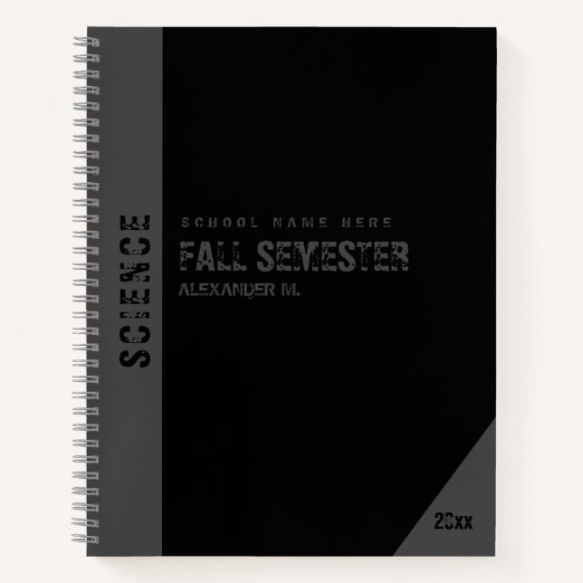 Cuaderno Grunge Colegio Personalizado En Problemas Gris Neg (Anverso)