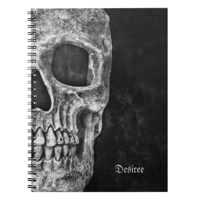 Cuaderno Grunge De Guay Blanco Y Negro De Medio Calavero Gó (Frente)