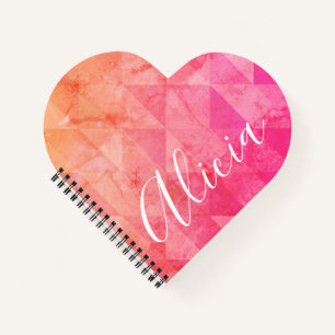 Cuaderno Grunge rosa naranja moderno nombre personalizado a