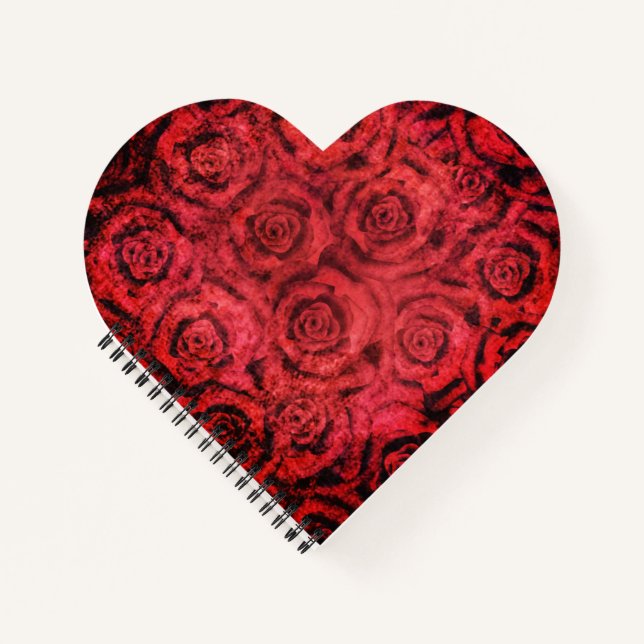 Cuaderno Grunge, rosas rojas (Anverso)