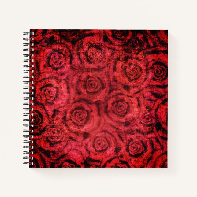 Cuaderno Grunge, rosas rojas (Anverso)
