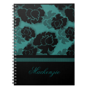 Cuaderno Grungy Floral Decadence, Verde azulado