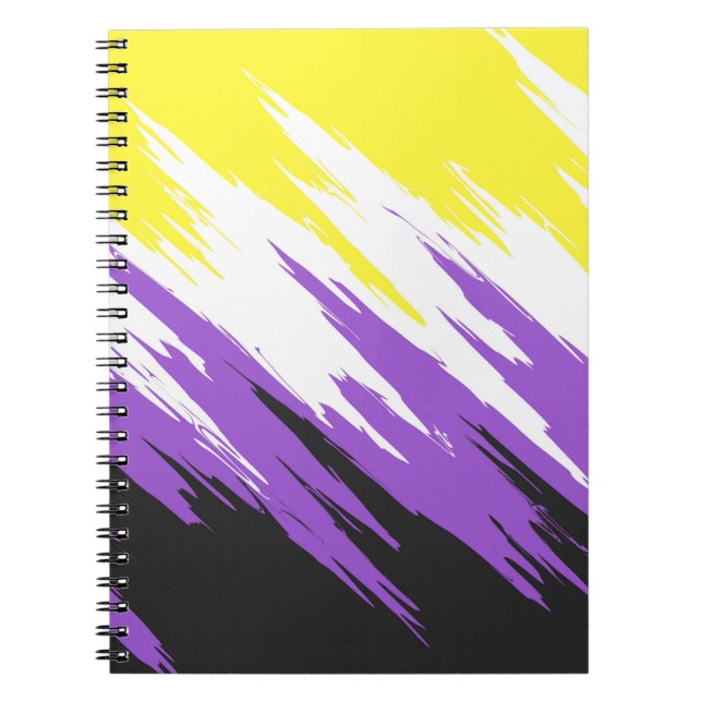 Cuaderno Grungy Funky ZigZag Resumen Bandera del Orgullo No (Frente)