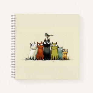 Cuaderno Grupo de Gatos Coloridos – Arte de Gato Caprichosa