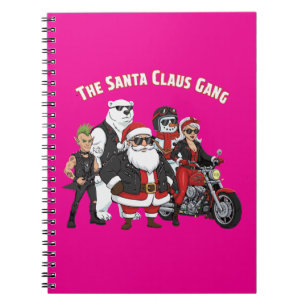 Cuaderno Grupo divertido de Papá Noel en moto   Rock and Ro