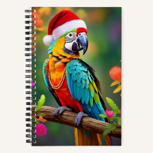 Cuaderno Guacamayo de Navidad con sombrero de Santa-56485