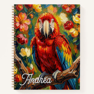 Cuaderno Guacamayo loro personalizado con impasto bastante