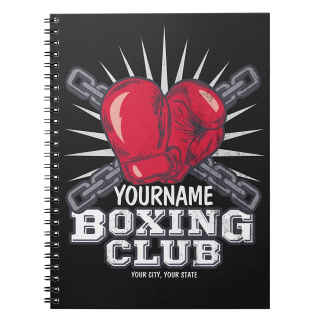 Cuaderno Guantes de boxeo personalizados boxeador campeón d (Frente)
