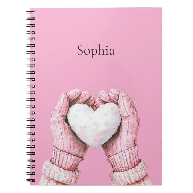 Cuaderno Guantes rosados corazón blanco   (Frente)