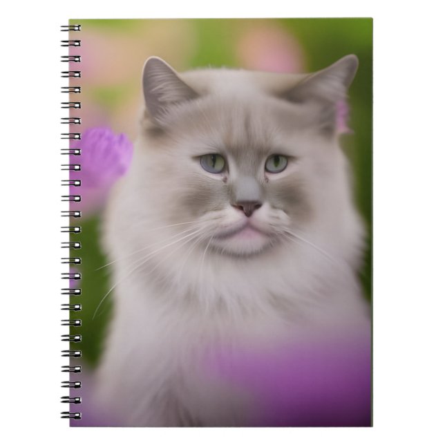 Cuaderno Guapo gato de Maine Coon Himalayan (Frente)