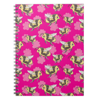 Cuaderno Guardar las abejas en un fondo floral rosa