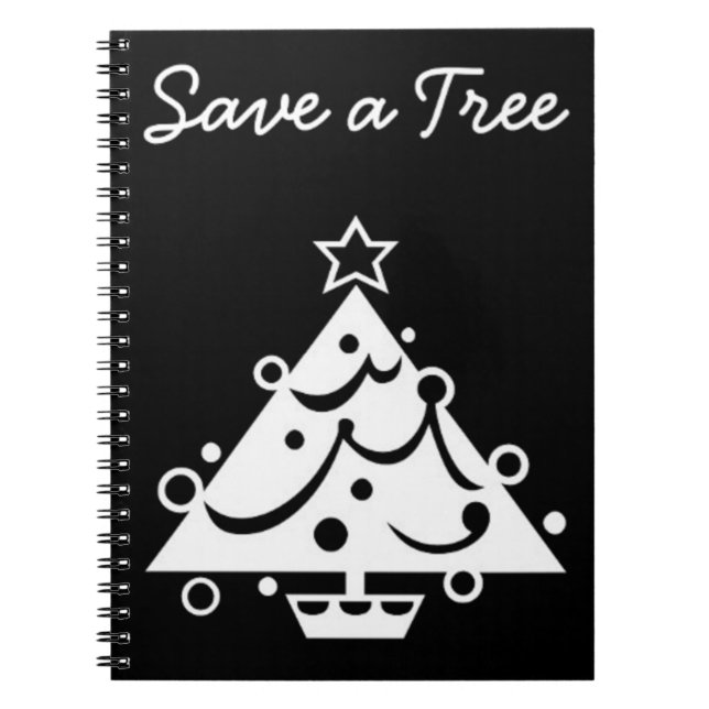 Cuaderno Guardar un árbol estrella de árbol de navidad negr (Frente)
