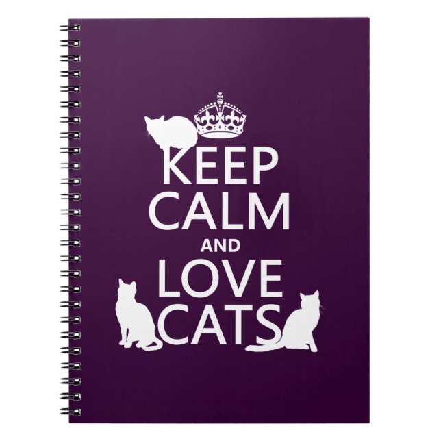 Cuaderno Guarde la calma y ame los gatos (en cualquier (Frente)