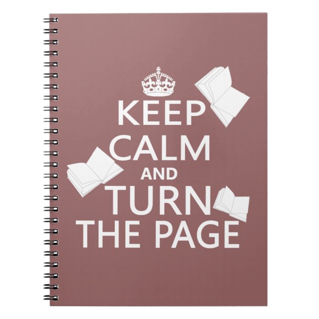 Cuaderno Guarde la calma y dé vuelta a la página (Frente)