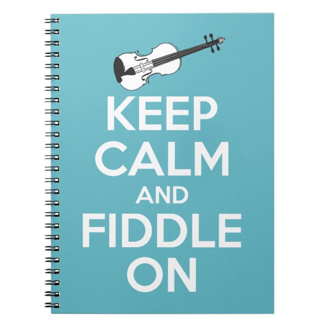 Cuaderno Guarde la calma y el violín en azul (Frente)