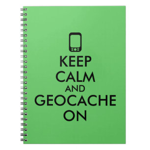 Cuaderno Guarde la calma y Geocache en el personalizado de