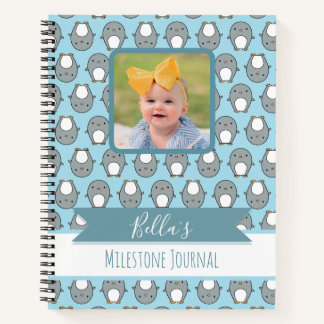 Cuaderno Guardería de pingüino azul claro Foto Milestone