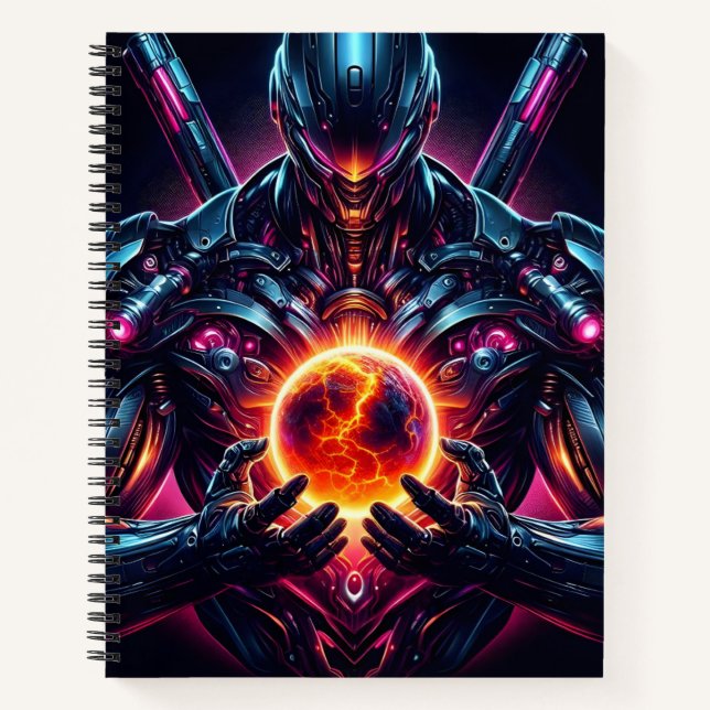Cuaderno Guardián Cósmico Cibernético Abstracto Robot Futur (Anverso)