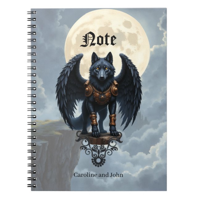 Cuaderno Guardián de la Luna – El Lobo de Ala Negra.  (Frente)