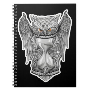Cuaderno Guardián del Tiempo - Ilustración de búho y reloj
