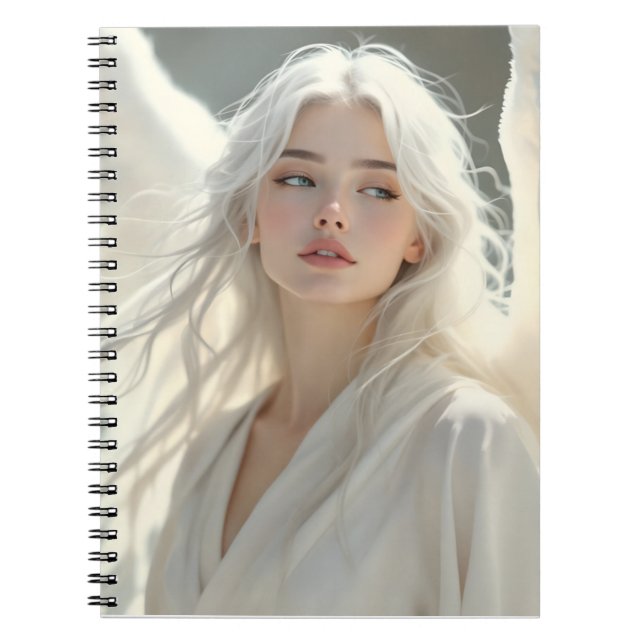 Cuaderno Guardián Luminoso - Ángel del alba plateado (Frente)