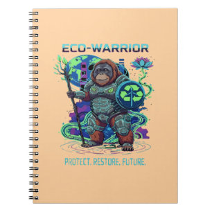 Cuaderno Guardián Orangután Eco-Guerrero Ciberpunk