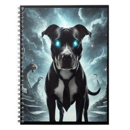 Cuaderno Guardián oscuro: Pitbull negro con mirada hipnótic