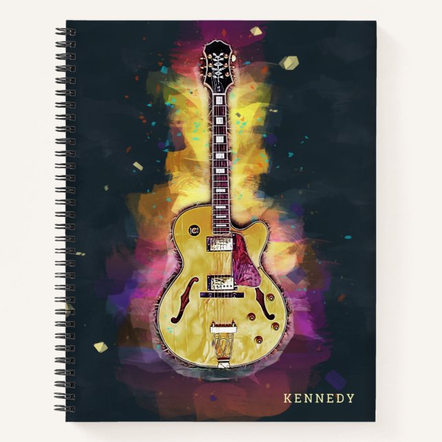 Cuaderno Guay Funky Personalizado Resumen Arte de guitarra (Anverso)