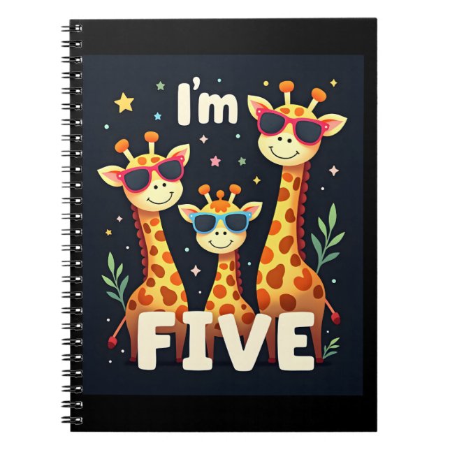 Cuaderno Guay Giraffe 5ª fiesta de cumpleaños bebe de 5 año (Frente)