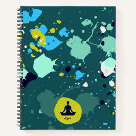 Cuaderno Guay Green Paint Splatter Nombre Yoga Ejercicio No
