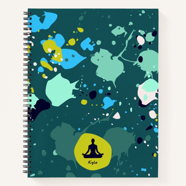Cuaderno Guay Green Paint Splatter Nombre Yoga Ejercicio No (Anverso)