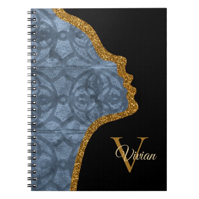 Cuaderno Guay Gris Black And Gold Purpurina Face Name (Frente)