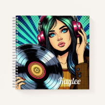 Guay Pop Art Comic Style Chica con álbum Vinyl