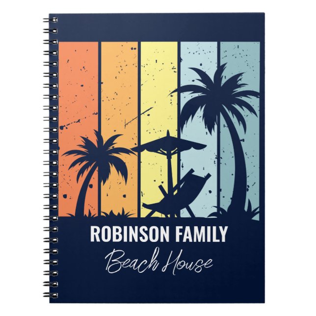 Cuaderno Guay Retro Beach House Personalizado Marina Azul (Frente)