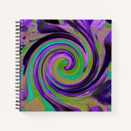 Cuaderno Guay Retro Purple and Chartreuse Liquid Art Swirl