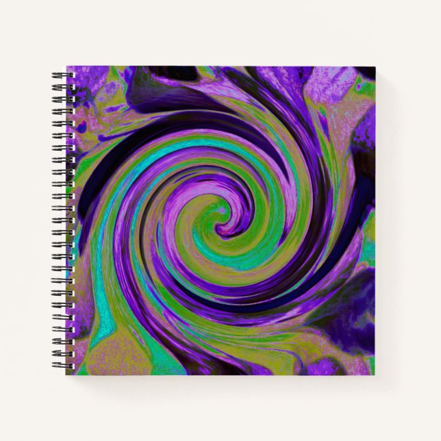 Cuaderno Guay Retro Purple and Chartreuse Liquid Art Swirl (Anverso)