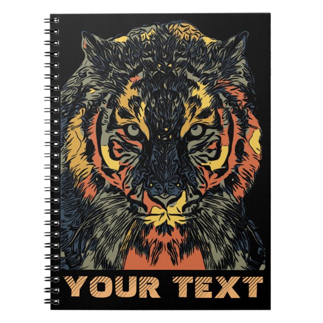 Cuaderno Guay Tiger Face Art Añadir tu propio texto (Frente)