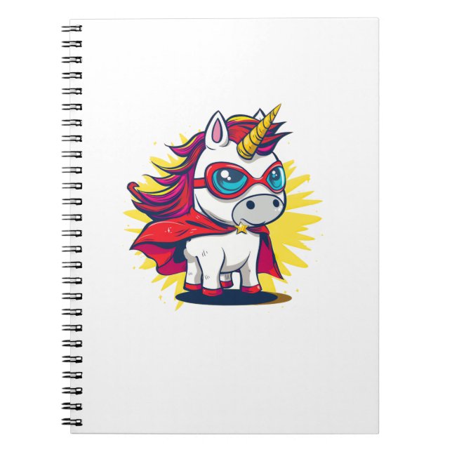 Cuaderno Guay Unicornio con superhéroe Cabo disfraz largo (Frente)