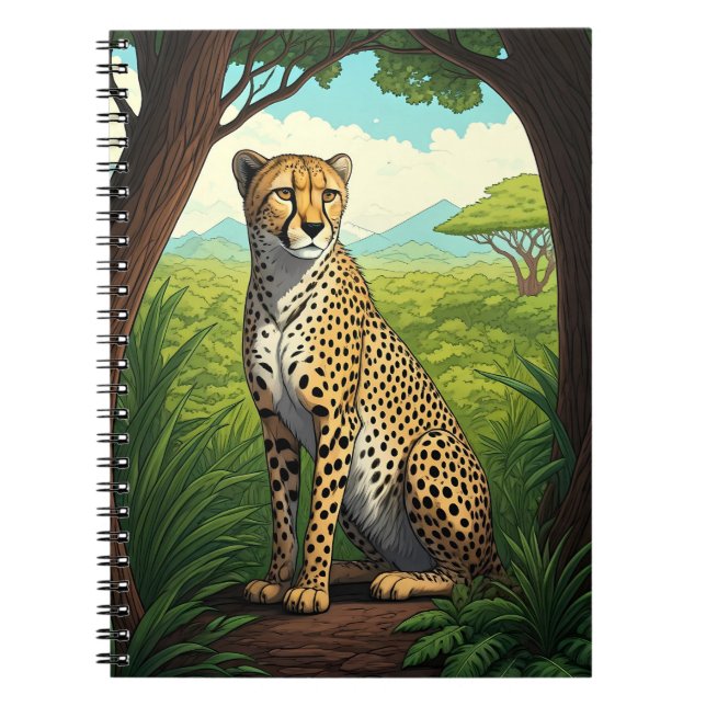 Cuaderno Guepardo en bosque exuberante (Frente)