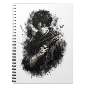 Cuaderno Guerrero de Anime Oscuro Ninja Vendado Arte Grunge