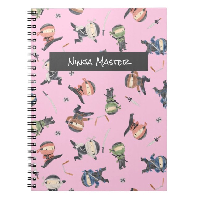 Cuaderno Guerrero De Ninja Cute - Nombre Personalizado Para (Frente)