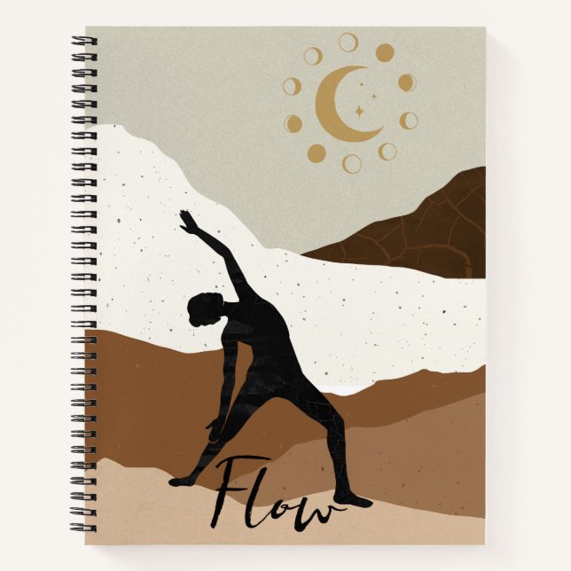 Cuaderno Guerrero de yoga posar silueta flujo de meditación (Anverso)