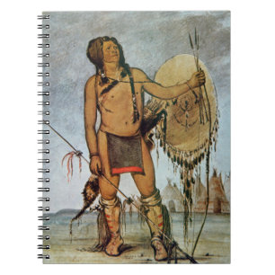 Cuaderno Guerrero del Comanche con un escudo, una lanza y