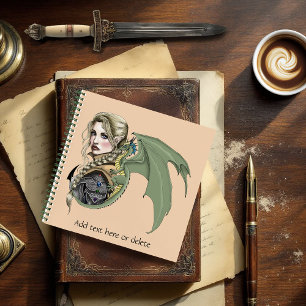 Cuaderno Guerrero Elfo Dragón Fantasía Mágico Medieval Melo
