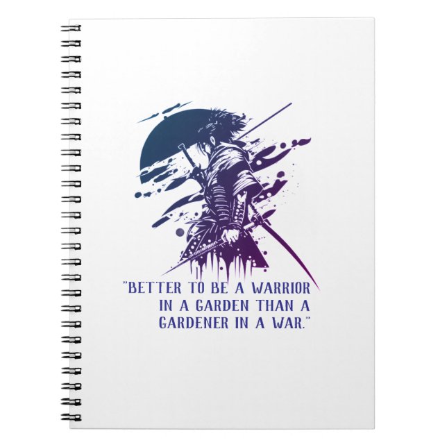 Cuaderno Guerrero Samurái Espiral de Tinta Azul Minimalista (Frente)