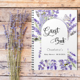 Cuaderno Guest book baby shower lavender violet florals