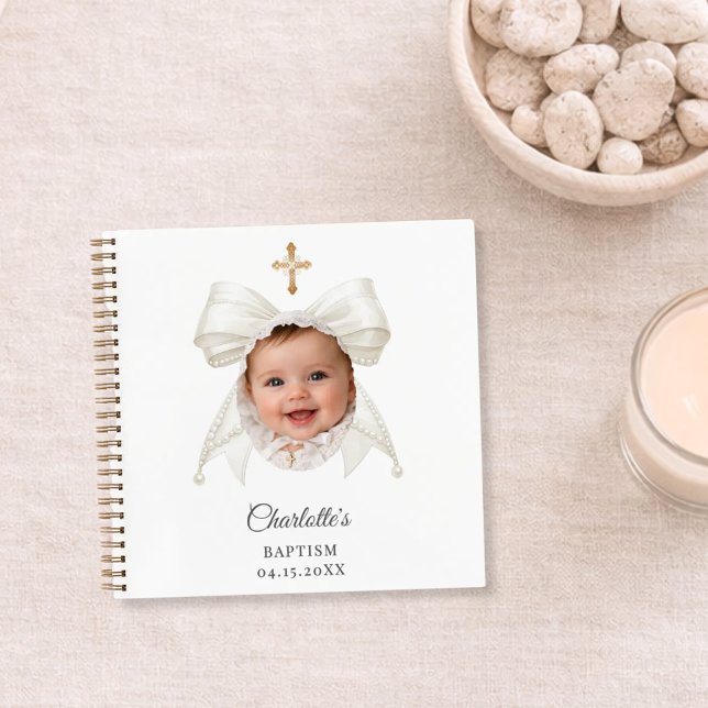 Cuaderno Guest Book Baptism Bow Girl Photo (Subido por el creador)