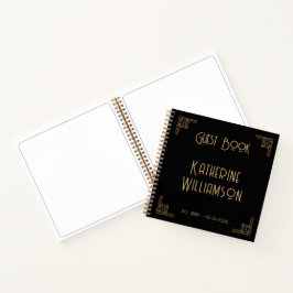 Cuaderno Guest Book Birthday Black Gold Art Deco