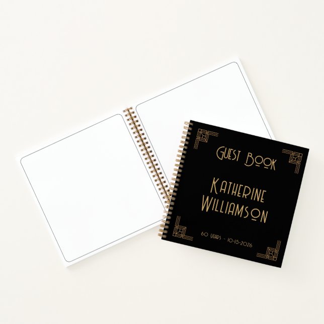 Cuaderno Guest Book Birthday Black Gold Art Deco (Interior)